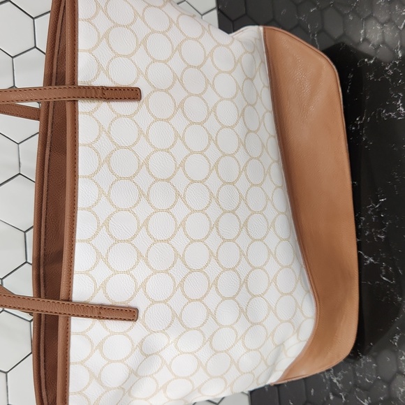 Nine West Tan and White Tote - Picture 3 of 7